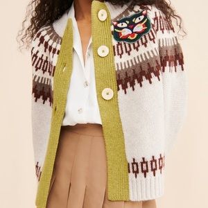 NWT Anthropologie The Reeds Fair Isle Wool Cardigan